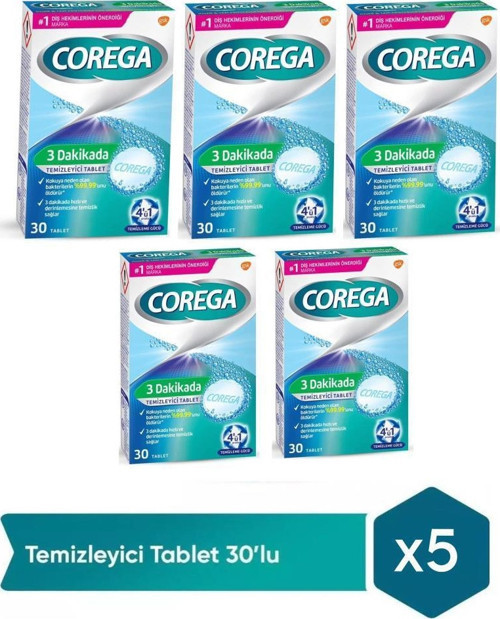 Diş Protezi Beyazlatıcı Temizleyici 30 Tablet 5'li Paket