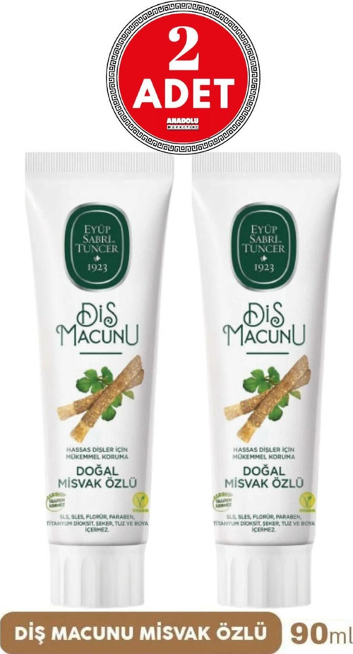 Doğal Misvak Özlü Florürsüz Diş Macunu 2 x 90 ML