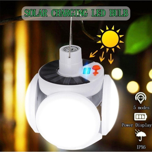 Kamp Lambası-Solar Bahçe Aydınlatması-Askılı Pratik Lamba-5 Kanatlı-Usb Şarjlı