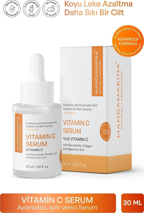 C Vitamini Cilt Serumu Leke Karşıtı Aydınlatıcı Niacinamide Meyan Kökü Ekstractlı Hyaluronic Acidli