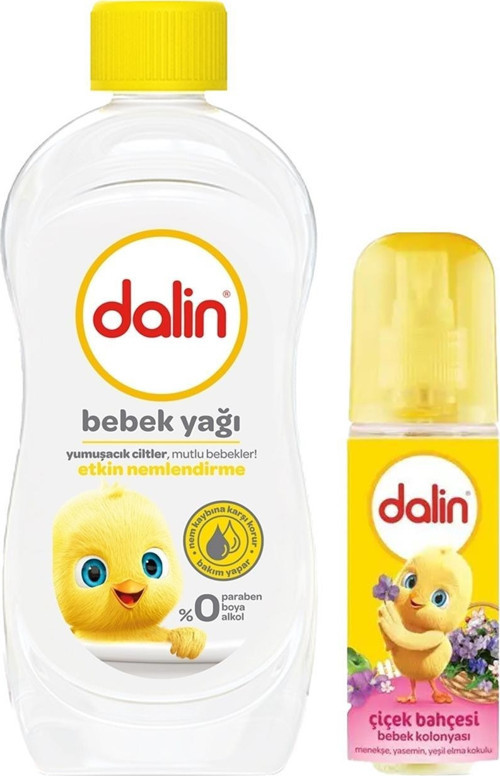 Bebe Yağı 500 ml + Dalin Bebek Kolonyası Sprey Çiçek Bahçesi 100 ml