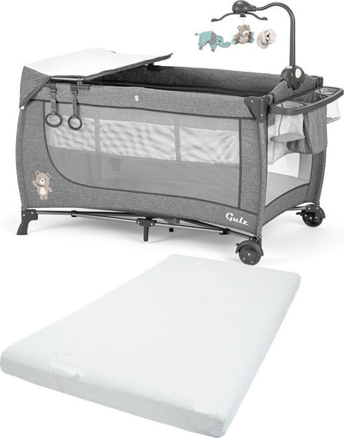 Elite Dönenceli Sallanır Oyun Parkı Bebek Beşik 70x120 Cm + Pamuk Yatak Gray