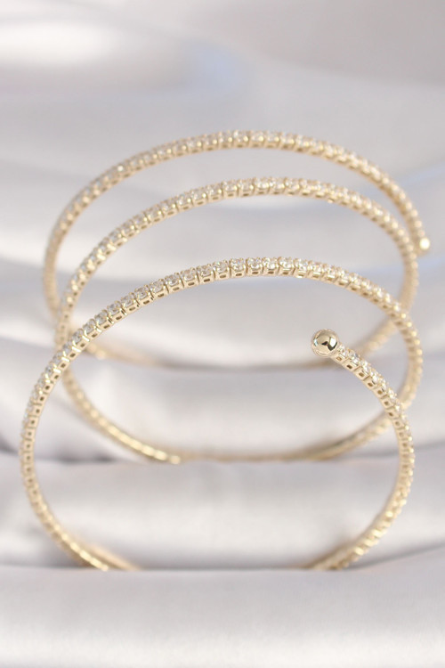 Pirinç Gold Renk Zirkon Taşlı VIP Seri Kadın Bileklik
