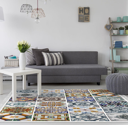 Eko Trend DJT Halı Yıkanabilir Kaymaz Taban Mu144 Patchwork Kahve