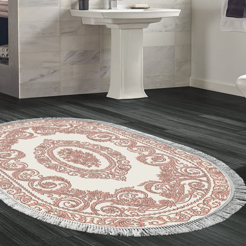 Eko Trend DJT Banyo Paspası Yıkanabilir Kaymaz Taban 747 Oval Klasik Mavi