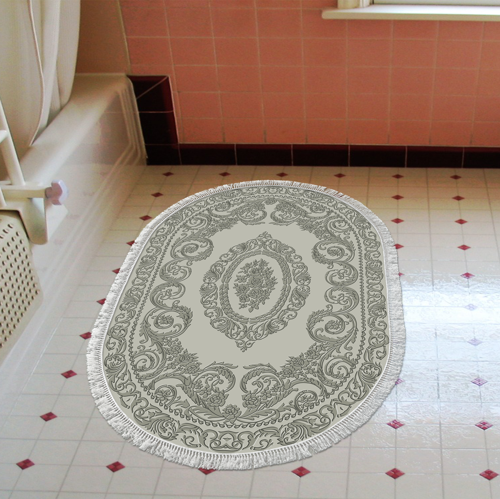 Eko Trend DJT Banyo Paspası Yıkanabilir Kaymaz Taban 747 Oval Klasik Mavi