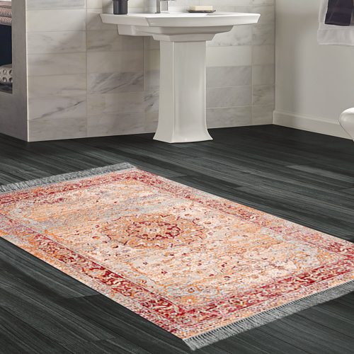 Eko Trend DJT Banyo Paspası Yıkanabilir Kaymaz Taban P1356 Vintage Kırmızı
