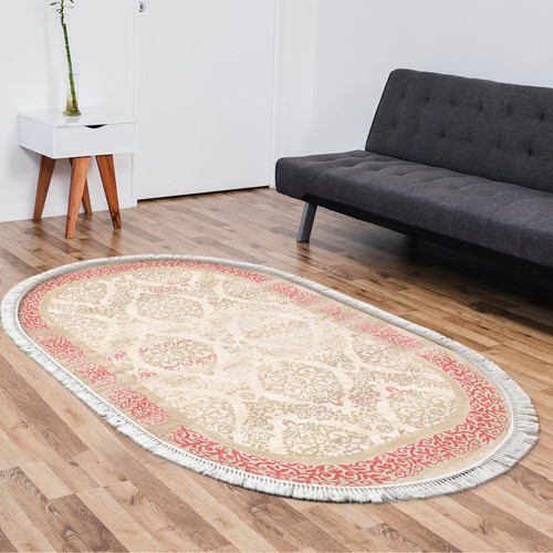 Eko Trend DJT Halı Yıkanabilir Kaymaz Taban 1376 Oval Klasik Turkuaz