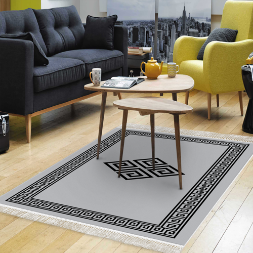 Eko Trend DJT Halı Yıkanabilir Kaymaz Taban 656M Modern Siyah