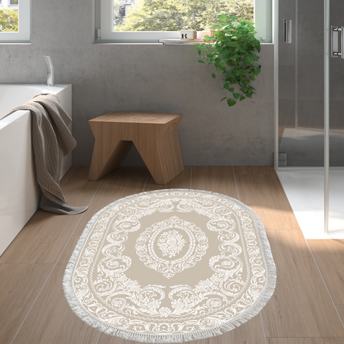 Eko Trend DJT Banyo Paspası Yıkanabilir Kaymaz Taban 747 Oval Klasik Mavi