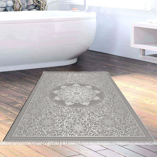 Eko Trend DJT Banyo Paspası Yıkanabilir Kaymaz Taban 1448 Osmanlı Gümüş