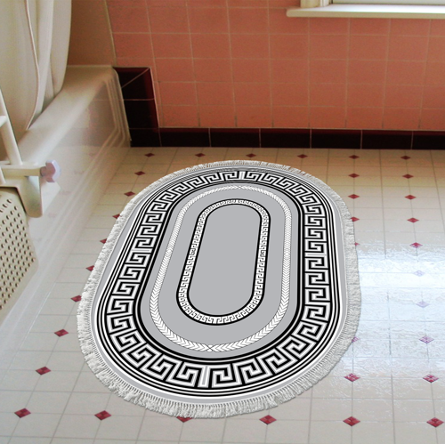 Eko Trend DJT Banyo Paspası Yıkanabilir Kaymaz Taban 651M Oval Modern Kahve