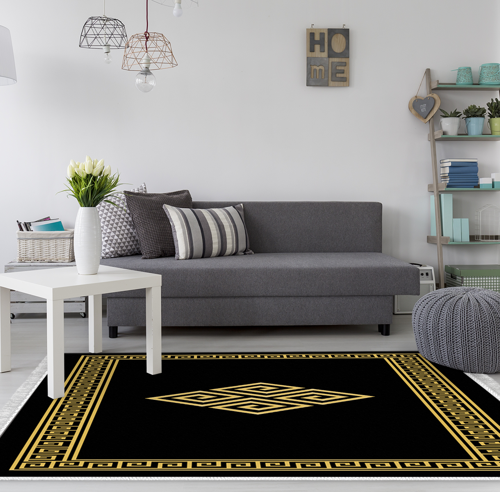 Eko Trend DJT Halı Yıkanabilir Kaymaz Taban 656M Modern Siyah