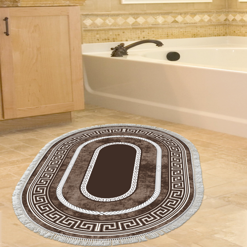 Eko Trend DJT Banyo Paspası Yıkanabilir Kaymaz Taban 651M Oval Modern Kahve