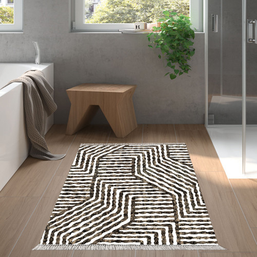 Eko Trend DJT Banyo Paspası Yıkanabilir Kaymaz Taban 713 Modern Kahve