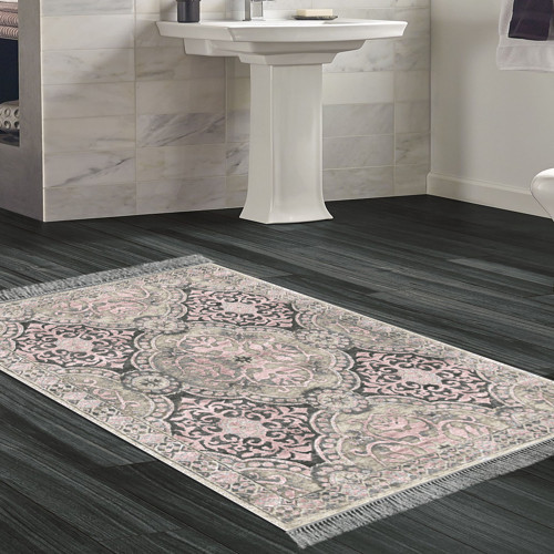 Kaymaz Taban Djt Banyo Halısı Star Pamuk Saçaklı Modern 659M Pudra