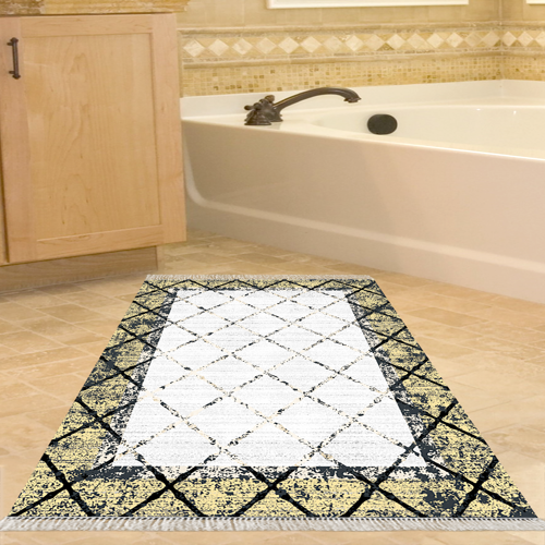 Kaymaz Taban Djt Banyo Halısı Star Pamuk Saçaklı Modern M5129 Bordo