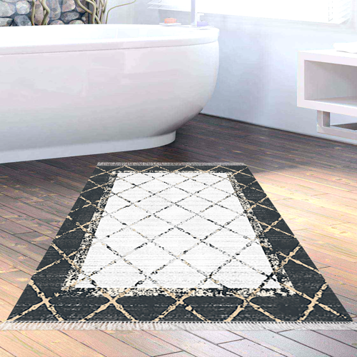 Kaymaz Taban Djt Banyo Halısı Star Pamuk Saçaklı Modern M5129 Bordo