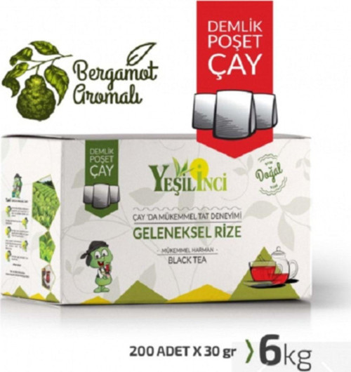 Demlik Poşet Bergamot Aromalı 6 Kg 30 Gr X 200 Adet