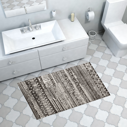 Kaymaz Taban Djt Banyo Halısı Yıldız Deri İskandinav F5080 Kahve