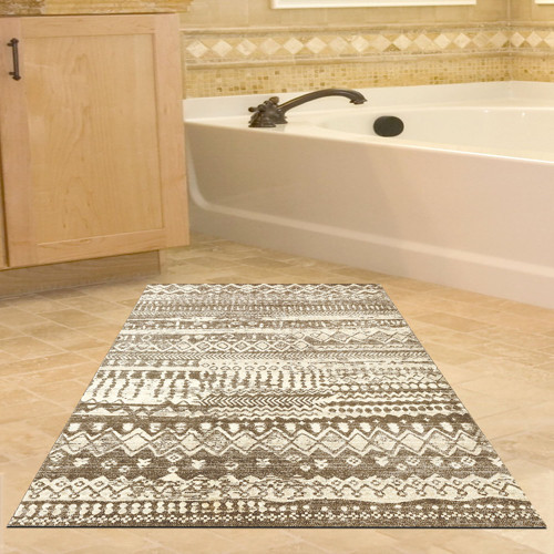Kaymaz Taban Djt Banyo Halısı Yıldız Deri İskandinav F5080 Kahve