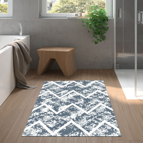 Kaymaz Taban Djt Banyo Halısı Yıldız Deri İskandinav F5128 Siyah