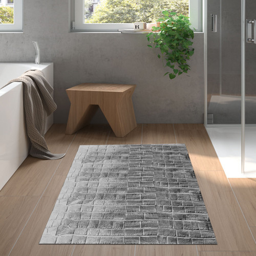 Kaymaz Taban Djt Banyo Halısı Yıldız Deri Modern 1911 Bej