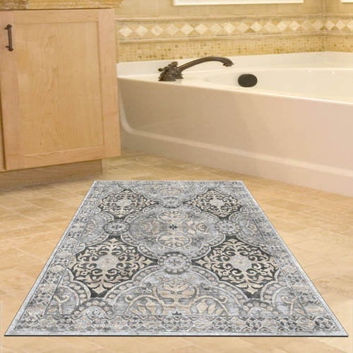 Kaymaz Taban Djt Banyo Halısı Yıldız Deri Modern 659M Bej