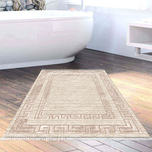 Kaymaz Taban Djt Banyo Halısı Trend Saçaklı Modern F5036 Kahve