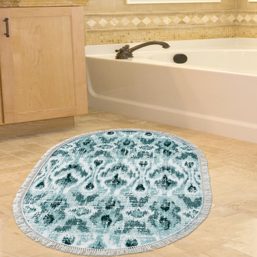 Kaymaz Taban Djt Banyo Halısı Trend Saçaklı Oval İskandinav F5136 Kahve