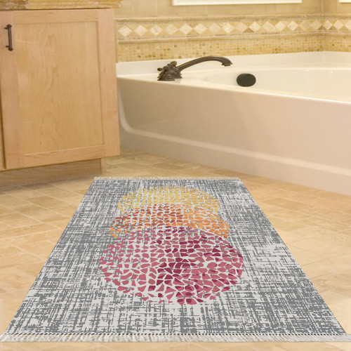 Kaymaz Taban Djt Banyo Halısı Trend Saçaklı Modern E4052 Bej Krem Mavi