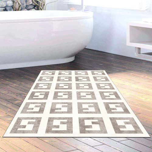 Kaymaz Taban Djt Banyo Halısı Yıldız Deri Modern 606M Bej