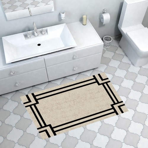 Kaymaz Taban Djt Banyo Halısı Trend Modern 1920 Gri Siyah