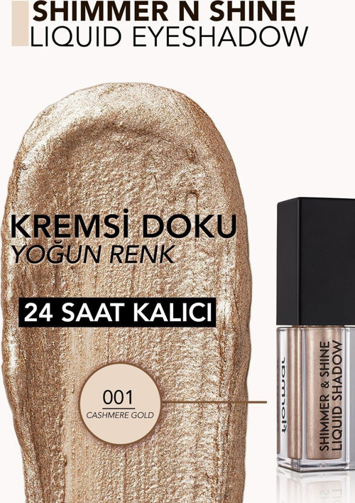 Metalik Likit Göz Farı (ALTIN) - Shimmer & Shine Liquid Shadow - 001 Cashmere Gold - 8682536002592