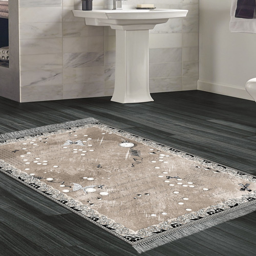 Kaymaz Taban Djt Banyo Halısı Yıldız Deri Saçaklı Modern Mu118 Gri