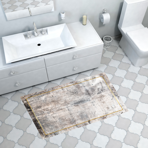 Kaymaz Taban Djt Banyo Halısı Star Pamuk Modern M12271 Gri