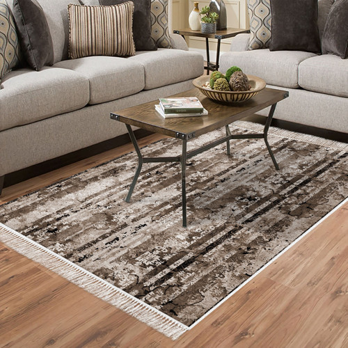 Kaymaz Taban Djt Salon Halısı Star Pamuk Saçaklı Modern Mu147 Gri
