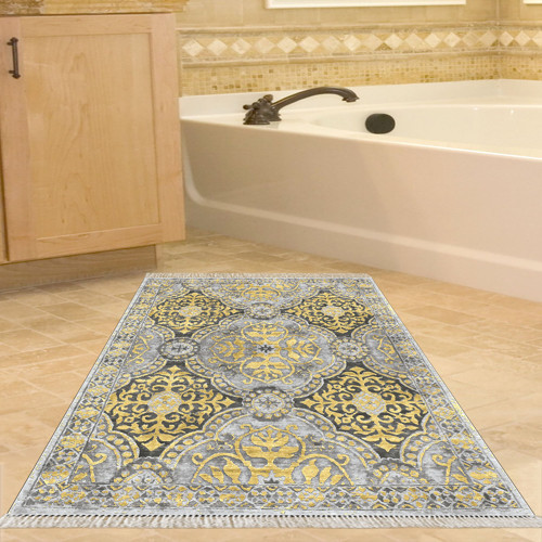 Kaymaz Taban Djt Banyo Halısı Trend Saçaklı Modern 659M Sarı