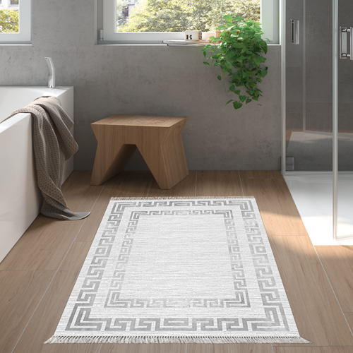 Kaymaz Taban Djt Banyo Halısı Trend Saçaklı Modern Kt418 Gri