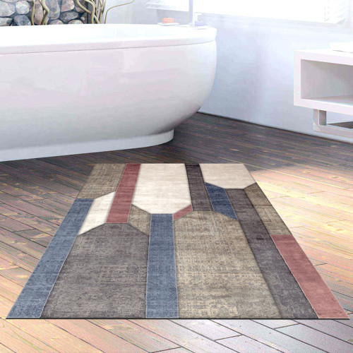 Kaymaz Taban Djt Banyo Halısı Trend Modern S6505 Renkli