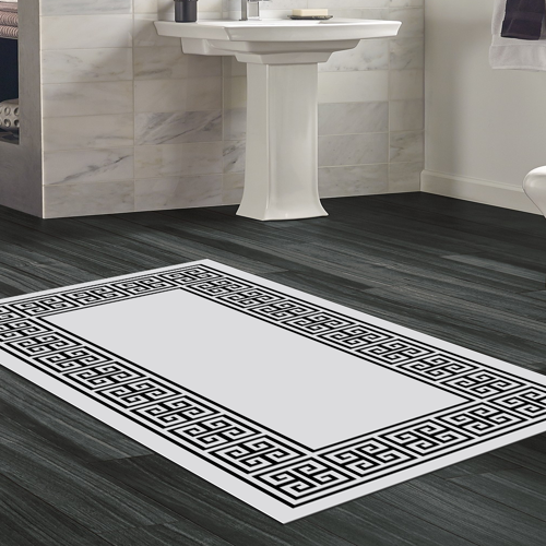 Kaymaz Taban Djt Banyo Halısı Yıldız Deri Modern 608M Siyah