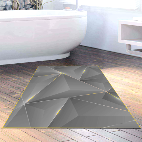 Kaymaz Taban Djt Banyo Halısı Yıldız Deri Modern F5005 Gold Siyah