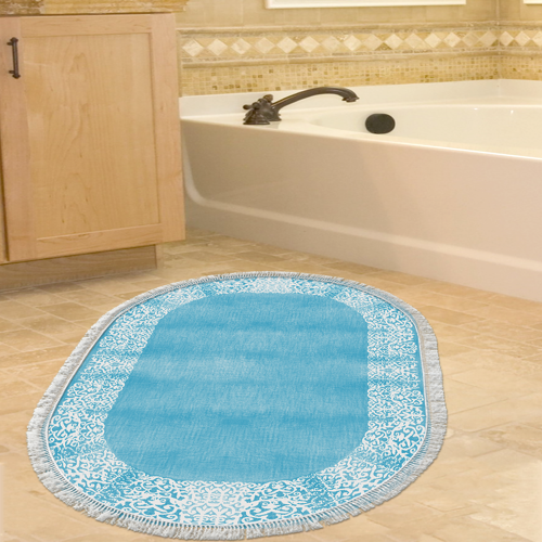 Kaymaz Taban Djt Banyo Halısı Yıldız Deri Saçaklı Oval Modern 1460 Gri