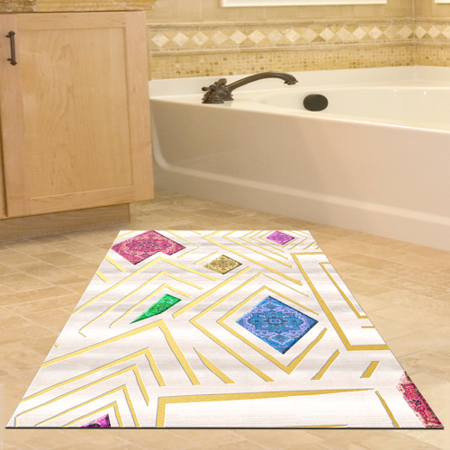 Kaymaz Taban Djt Banyo Halısı Star Pamuk Modern P1337 Renkli