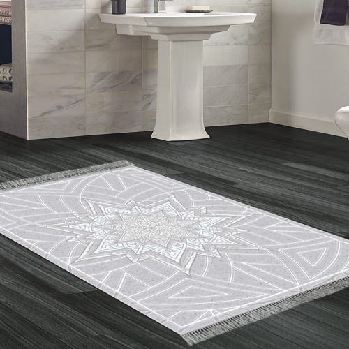 Kaymaz Taban Djt Banyo Halısı Yıldız Deri Saçaklı Modern 1304 Pembe
