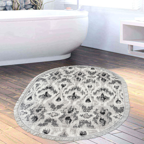Kaymaz Taban Djt Banyo Halısı Trend Saçaklı Oval İskandinav F5136 Kahve