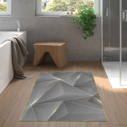 Kaymaz Taban Djt Banyo Halısı Trend Modern F5005 Gold Siyah
