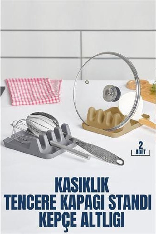 2 li Düzenleyici Kaşıklık Tencere Kapağı Standı Kirli Kaşıklık Kepçe Altlığı