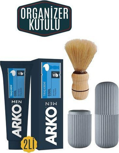 Arko Men Cool 2 Adet Tıraş Kremi Tıraş Fırçası Seti