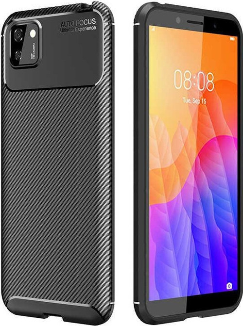 Huawei Y5P Kılıf Darbe Emici Uzun Ömürlü Parmak İzi Yapmaz Karbon Tasarım Negro Kılıf
